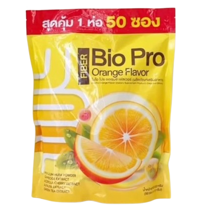 [1ถุง50ซอง]BIO PRO Orange Flavor Fiber ไบโอโปรออเรนจ์ เฟลเวอร์ ดีพราวด์ไฟเบอร์(1ถุงเหลือง)