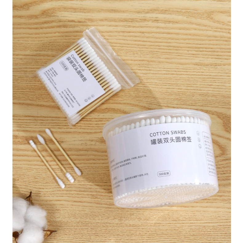 คอตตอนบัด หัวคู่ (1กล่อง500ก้าน) สำลีปั่นหู สำลีเช็ดเครื่องสำอางค์ สำลีก้านไม้ ล้างแผล - รูปที่ 2