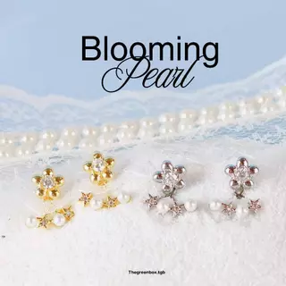 ต่างหู Blooming Pearl Earrings ต่างหูพร้อมตัวเสริม Extension ประดับมุก - The Green Box