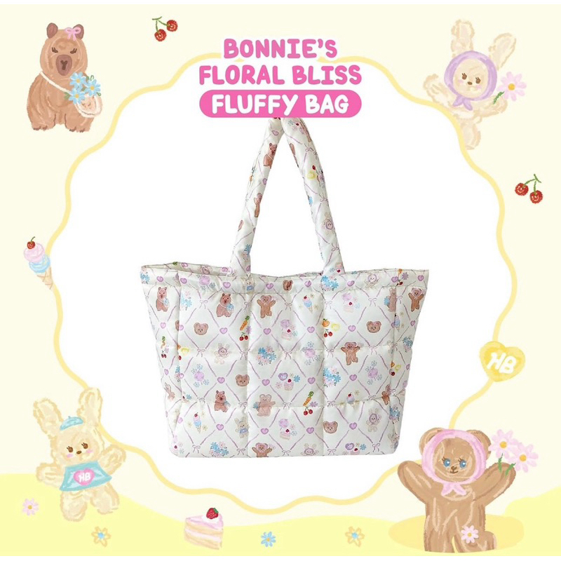 Bonnie’s floral bliss fluffy Bag Hej Bonnie กระเป๋าผ้า กระเป๋าสะพายไหล่ กระเป๋าขึ้นเครื่อง
