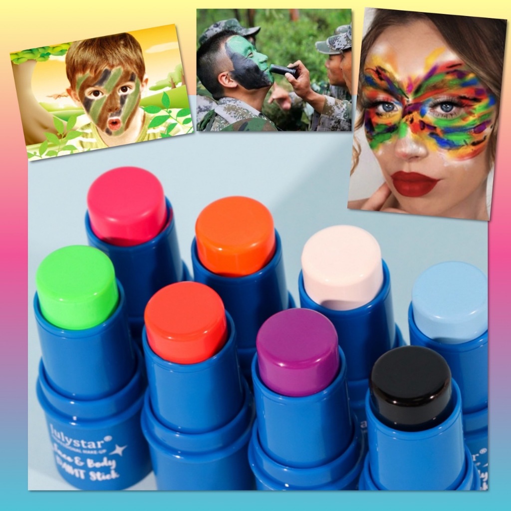 🌈 สีทาหน้า เรืองแสง สีพรางหน้า แบบแท่ง สีเพ้นท์หน้า บอดี้เพ้นท์ กิจกรรมปาร์ตี้ ภาคสนาม ไร้สารพิษ ล้างออกง่าย 🌈