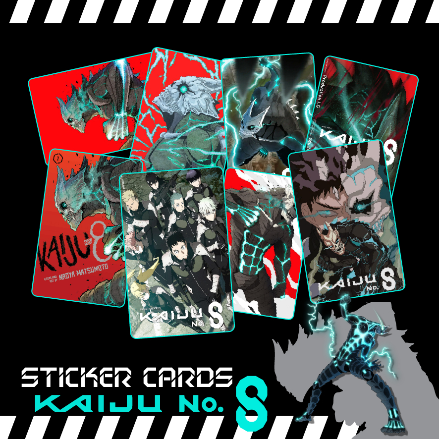 Sticker Cards สติ๊กเกอร์ติดบัตร bts mrt ลาย Kaiju No.8 ไดคัทพร้อมลอกใช้งาน กันน้ำ 100%