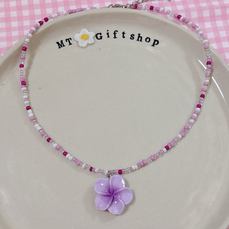 A074 สร่อยลูกปัดจี้ดอกลีลาวดี สร้อยลูกปัด - รูปที่ 3