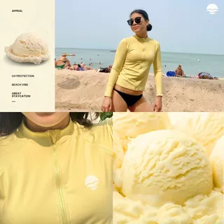 ใหม่!☀️APPEAL🌊 Ice Cream Collection เสื้อว่ายน้ำผู้หญิง Feel the Beach Rashguard แขนยาว กันUV มีซิป มีซับใน ฟองน้ำ P080