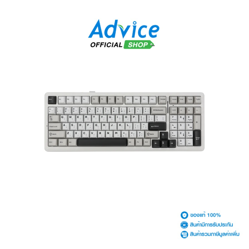 AULA WIRELESS/BLUETOOTH KEYBOARD (คีย์บอร์ด) F99 GREY/WHITE/DARKGREY GRAYWOOD-SWITCH V3 - A0168017