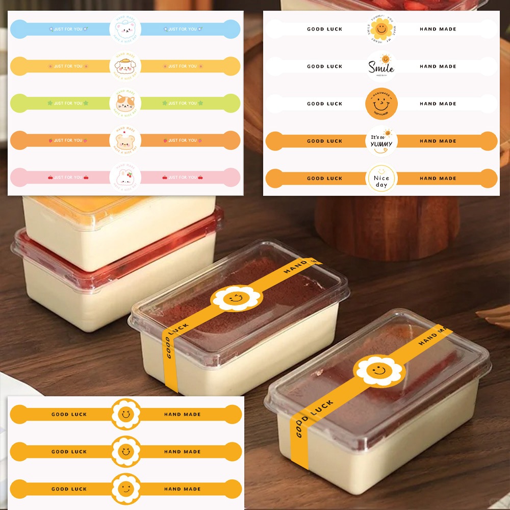 ( LP ) สายคาดกล่องเบเกอรี่ กล่องเค้ก DIY สติกเกอร์ตกแต่ง ความยาว 18 ซ.ม ( 50 ดวง/แพค )