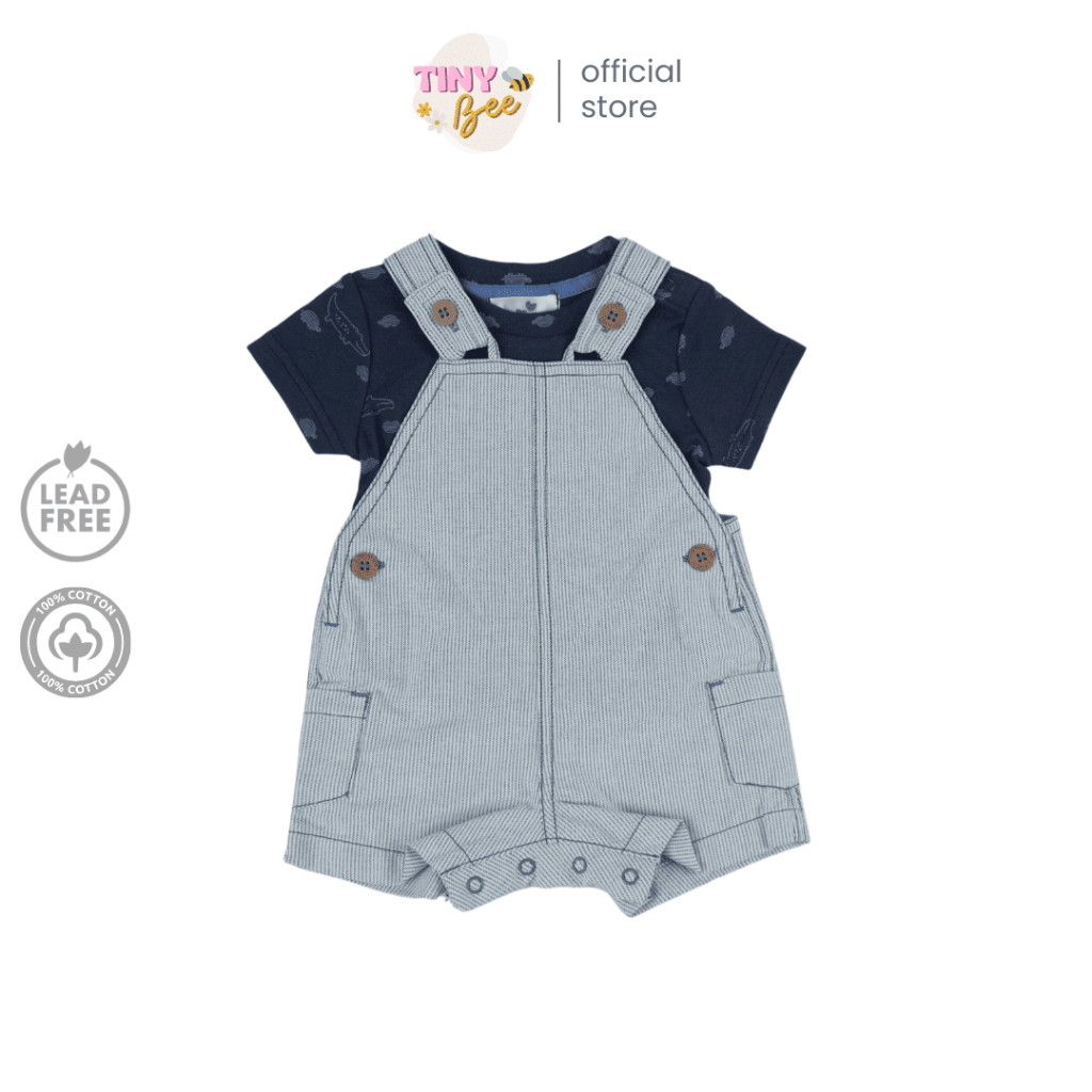 TinyBee เอี๊ยมเด็ก เอี๊ยมยีนส์เด็กผู้ชาย ชุดเอี๊ยม เอี๊ยมเด็ก Cotton100% ลายจระเข้น้อย อายุ 3-24 เดือน