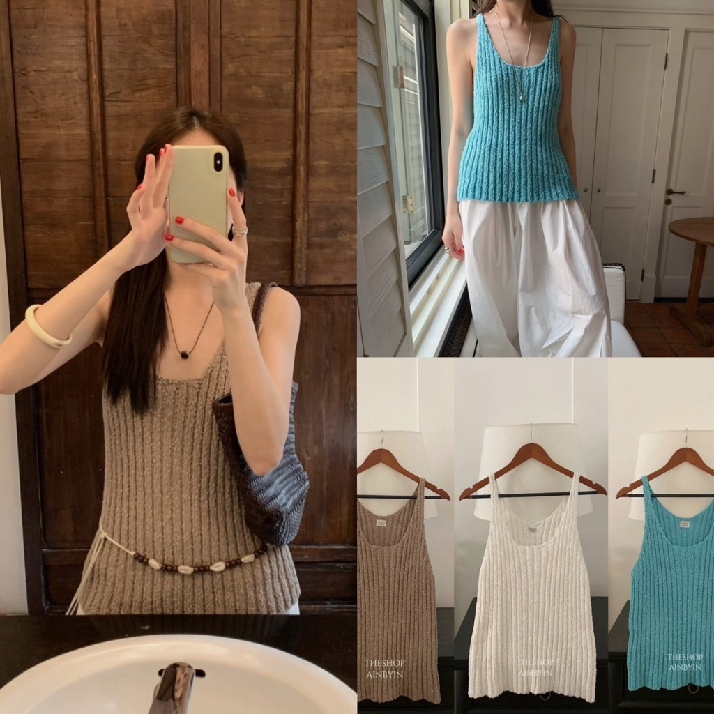 เสื้อสายเดี่ยวไหมพรมแขนกุดรุ่น I2864 TAG IN BY IN