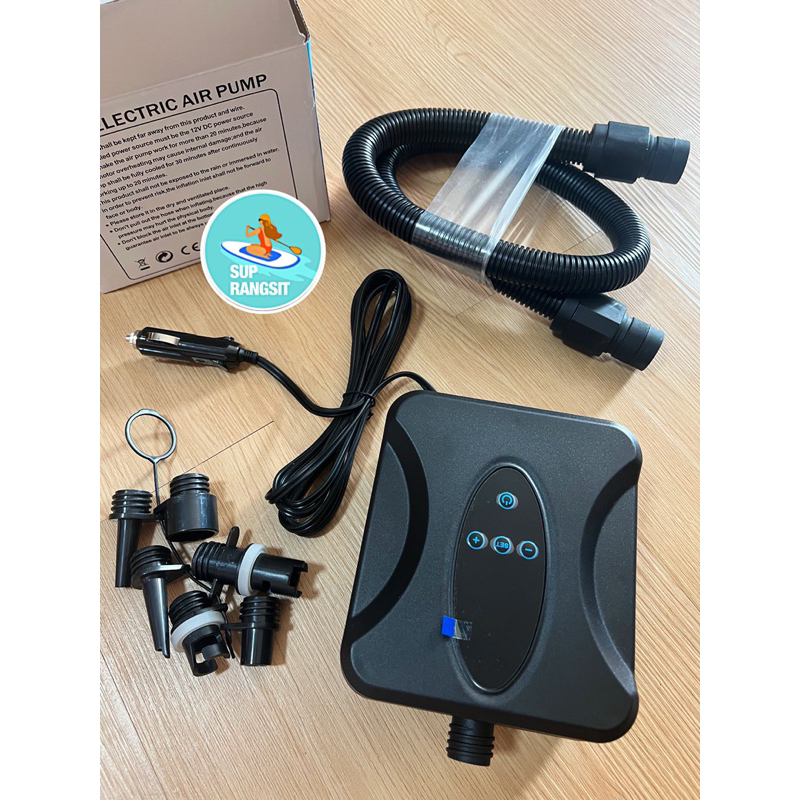 พร้อมส่ง pump ไฟฟ้าแรงดันสูงสำหรับสูบsup board พร้อมหัวอแดปเตอร์6หัว สามารถสูบอุปกรณ์เป่าลมได้ทุกชนิ