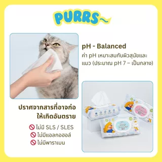 [ส่งฟรี] Purrs (My Paws) ผ้าเปียกสัตว์เลี้ยง สูตรน้ำเกลือ Saline Water ทิชชู่เปียก แผ่นใหญ่