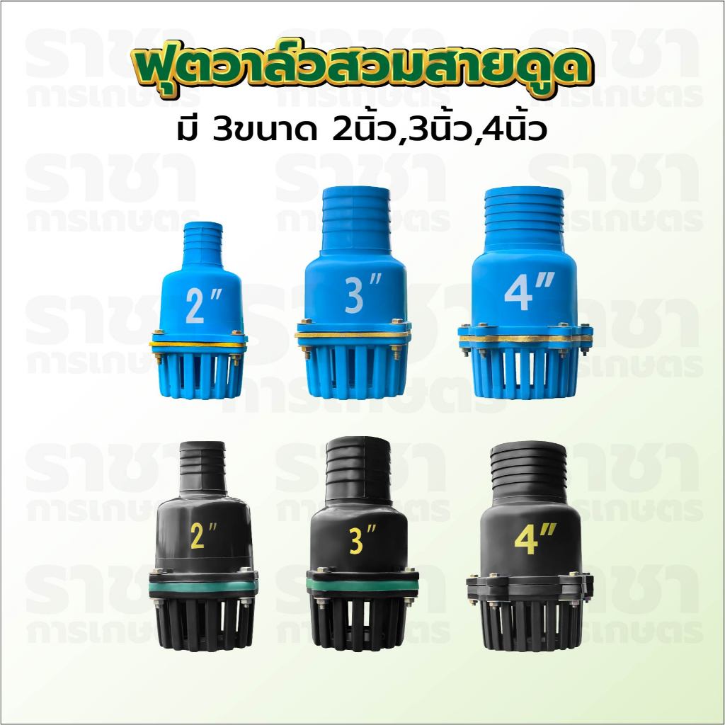 ฟุตวาล์ว 2, 3, 4 นิ้ว ลิ้นสปริงสีดำ สวมสายดูด แบบเกลียวใน หัวกะโหลกดูดน้ำ หัวกรอง ปั๊มน้ำ สูบน้ำ