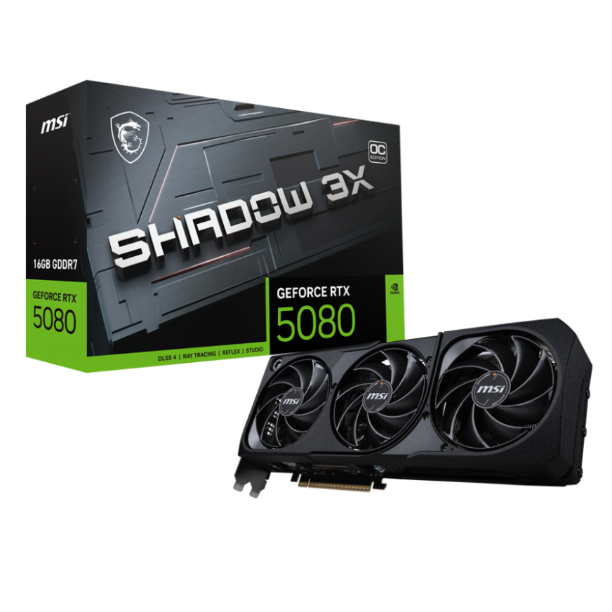VGA CARD MSI (การ์ดจอคอมพิวเตอร์) GeForce RTX 5080-16G SHADOW 3X OC สินค้ามือหนึ่งรับประกันศูนย์ไทย