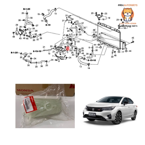 ชุดถังพักน้ำยาหม้อน้ำ HONDA CITY 1.0 TURBO แท้ศูนย์ตรงรุ่น