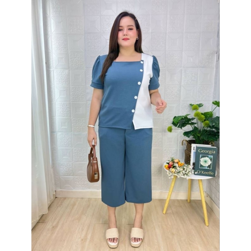 เซ็ตทูโทน+กางเกง 7 ส่วน เนื้อผ้ายืดวูลเวฟ สวมใส่สบาย พร้อมส่ง