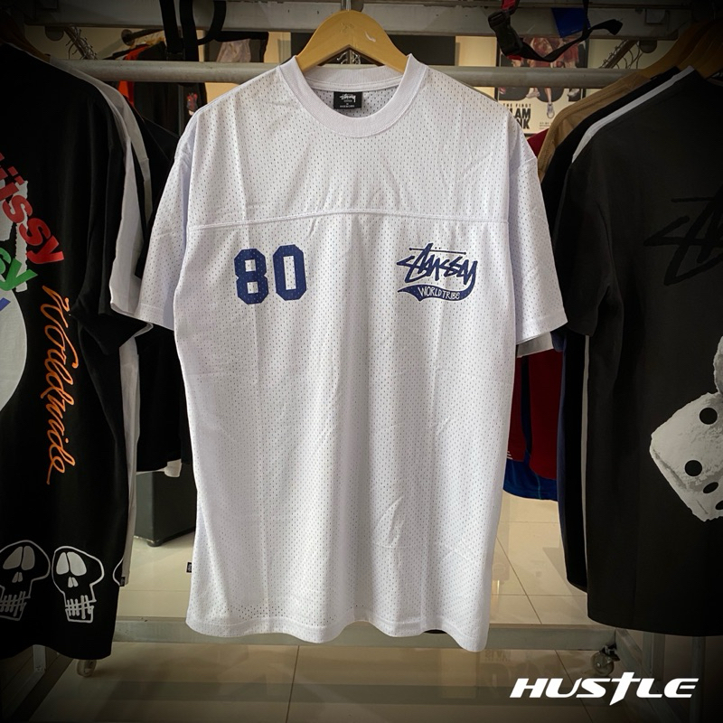 [Hustle.store]เสื้อยืด Stussy Slugger Mesh Jersey in White มือ1ของแท้🇦🇺พร้อมส่ง‼️‼️‼️‼️‼️‼️‼️‼️