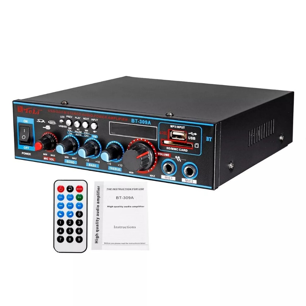 เครื่องขยายเสียง 800W mixer มิกเซอร์แอมป์สเตอริโอ HIFI ไร้สาย บลูทูธ วิทยุ FM แอมป์จิ๋ว สำหรับบ้าน