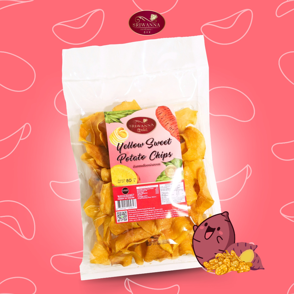 ศรีวรรณาโกลด์ มันเทศเหลืองแผ่นอบเนย 80 กรัม SRIWANNA GOLD Yellow Sweet Potato Chips 80 g.