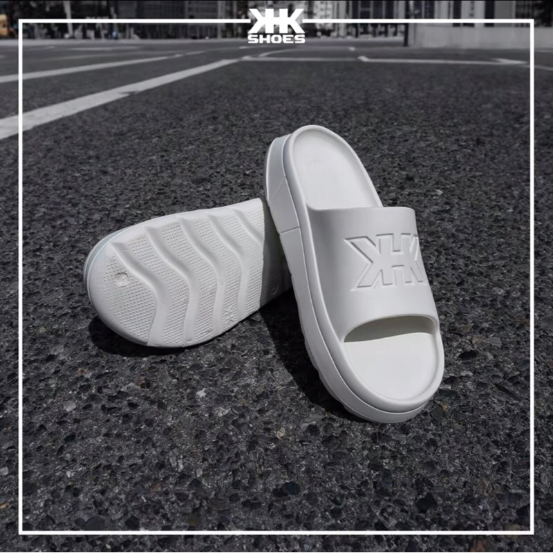 ✅รองเท้าแตะใส่แล้วสูง KHK SHOES พรีเมี่ยม รุ่น SLIDE-WHITE นุ่ม เบา สบาย ง่ายต่อการทำความสะอาด