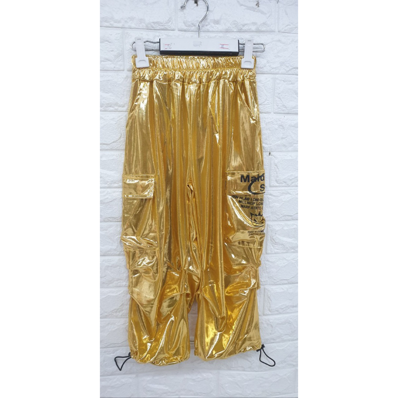 กางเกงคาร์โก้สีเมทัลลิกเงินทองดำพร้อมส่ง(งานตัดเองผ้า - รูปที่ 3