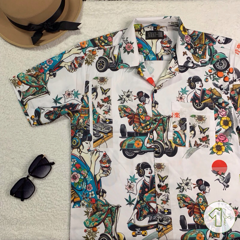 เสื้อลายญี่ปุ่น S-3XL ทรงฮาวาย ใส่เที่ยว ทำงานได้