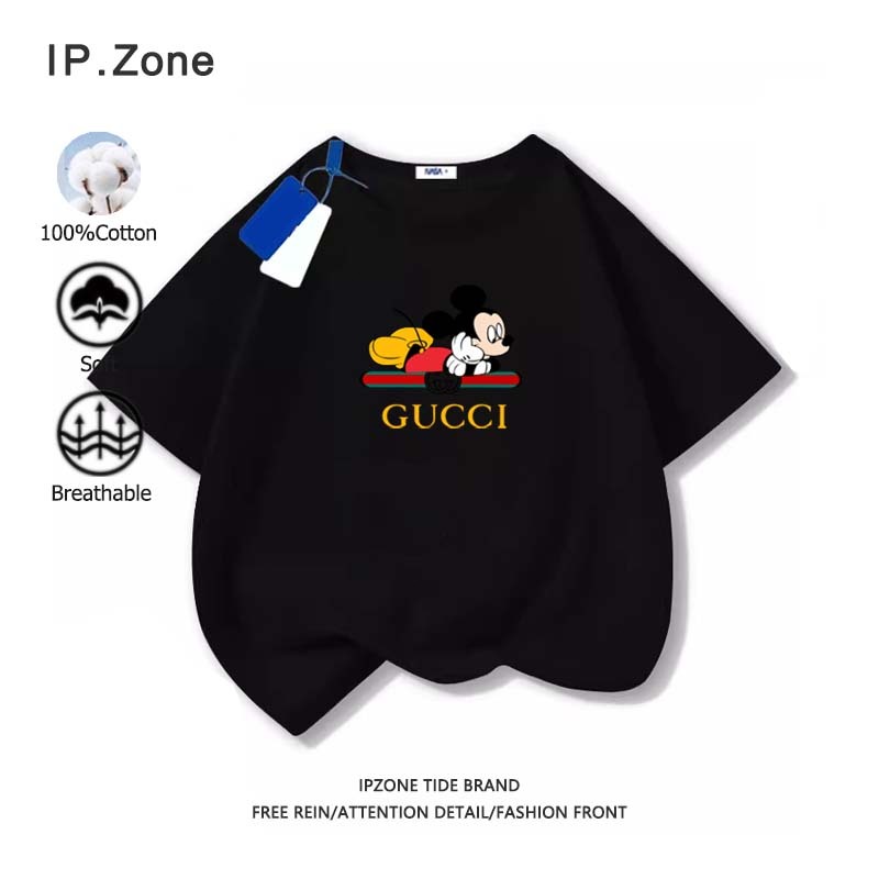 สีดำ เสื้อเด็ก Mickey Mouse 100% cotton เสื้อยืดแขนสั้นเด็กลายการ์ตูนน่ารัก มี 6 สี อนิเมะ (ส่งเร็ว จัดส่งจากไทย)