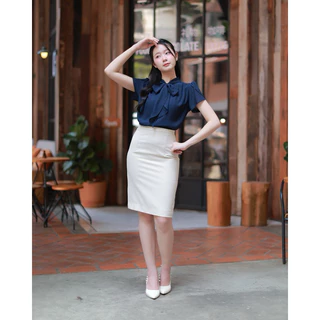 "Bora Blouse"แขนสั้นรุ่นผูกโบว์-แขนกลีบบัว ใส่ทำงาน สมัครงาน สมัครแอร์ เที่ยว ได้ครบ ผ้าชีฟองเนื้อนิ่ม งานสวมหัว