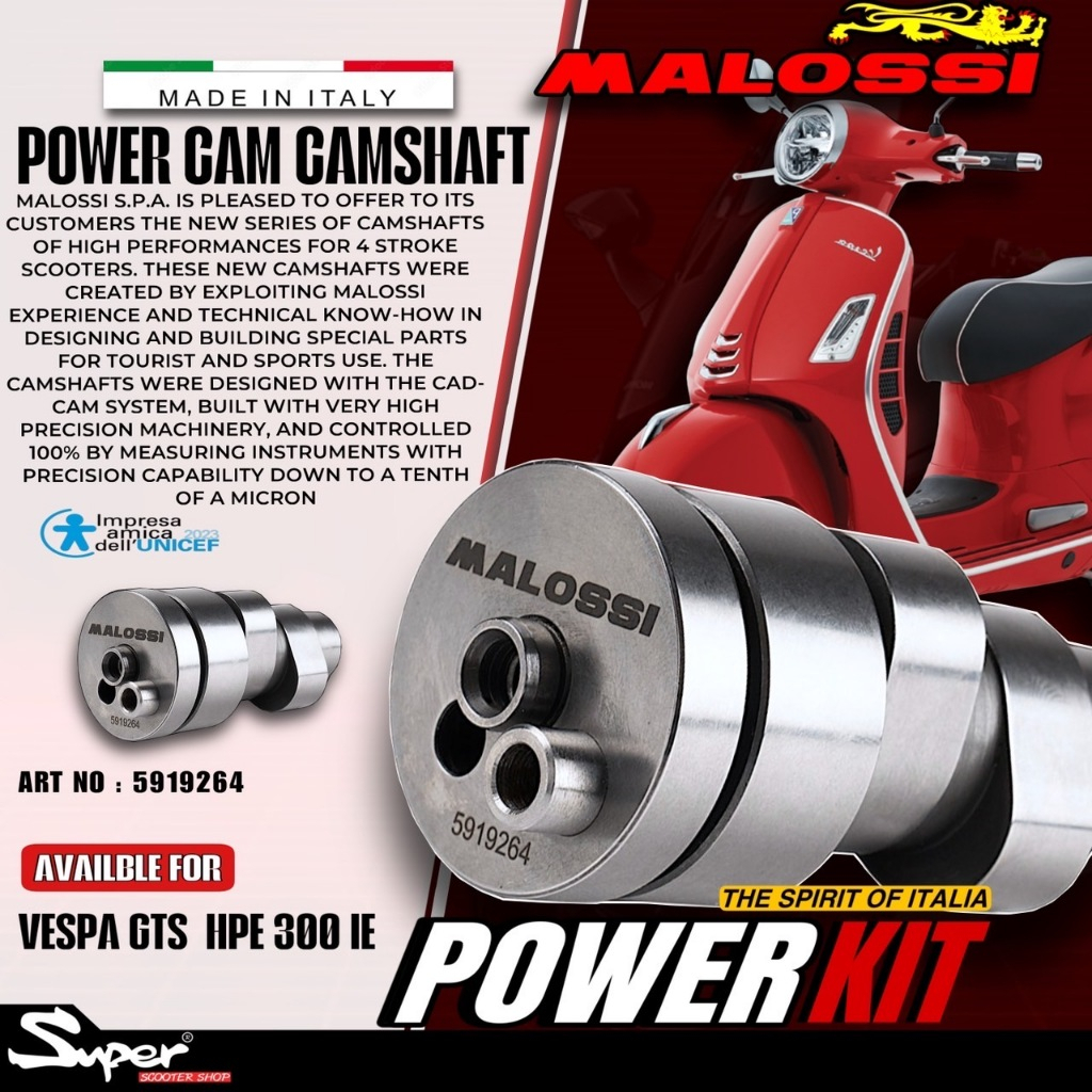 ชุดแคมชาร์ป MALOSSI - CAMSHAFT VESPA GTS / HPE 300 ART NO: 5919264
