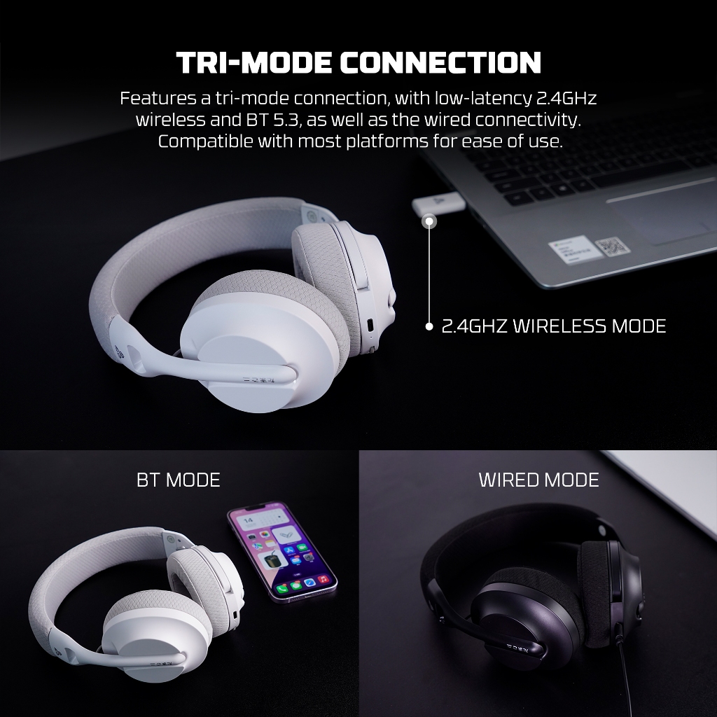 FANTECH หูฟัง หูฟังไร้สาย หูฟังเกมมิ่ง เสียงคมชัด ไมค์ตัดเสียงรบกวน Gaming Headset  รุ่น WHG04