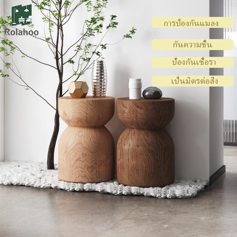 เก้าอี้ทรงกลมไม้เนื้อแข็ง โต๊ะกาแฟไม้ซุง ต้นสน เก้าอี้ B&B สุดสร้างสรรค์ โต๊ะข้างเตียงเล็ก   P