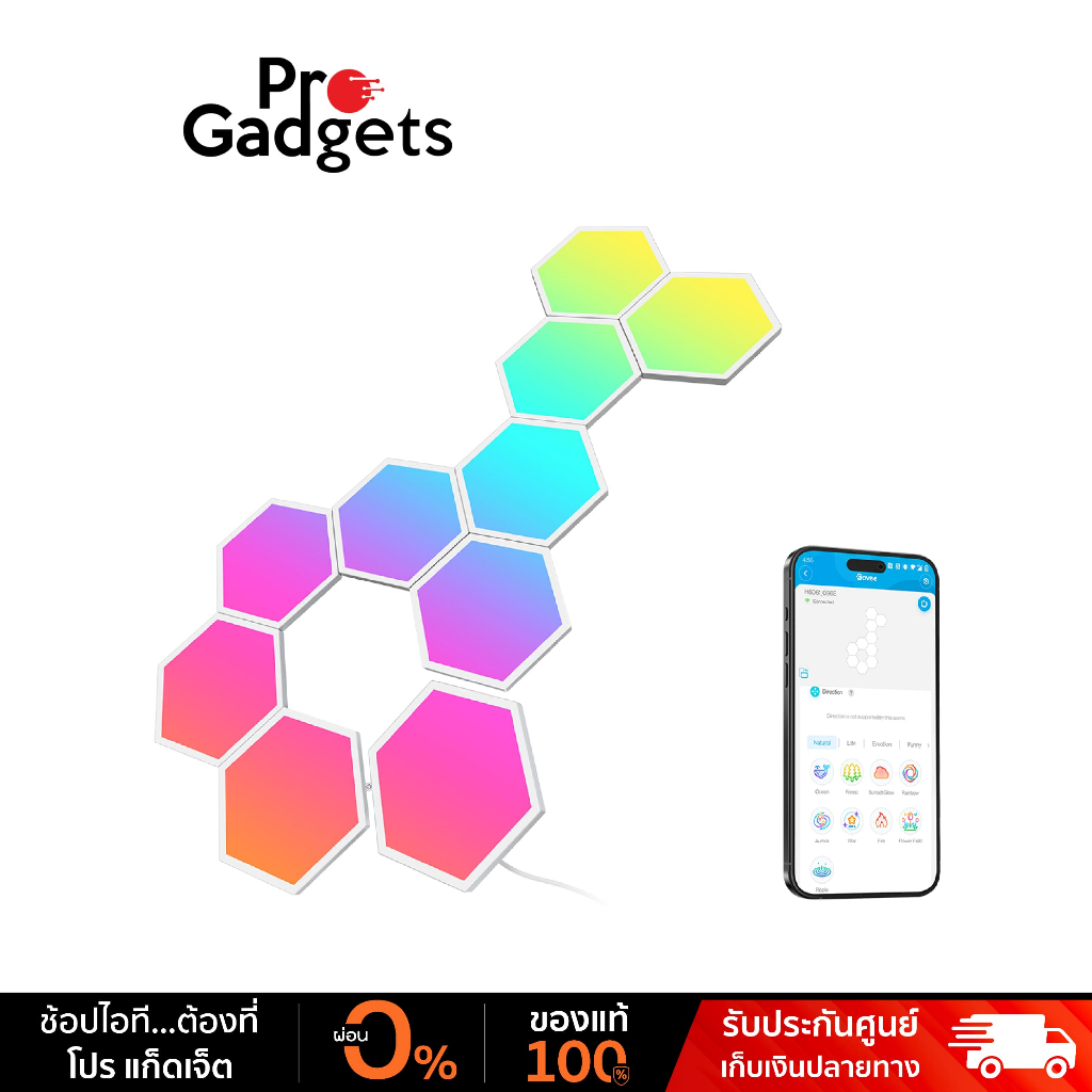 Govee Glide Hexa Light Panels 10 Pcs. ไฟตกแต่งห้อง แผ่นไฟติดผนัง