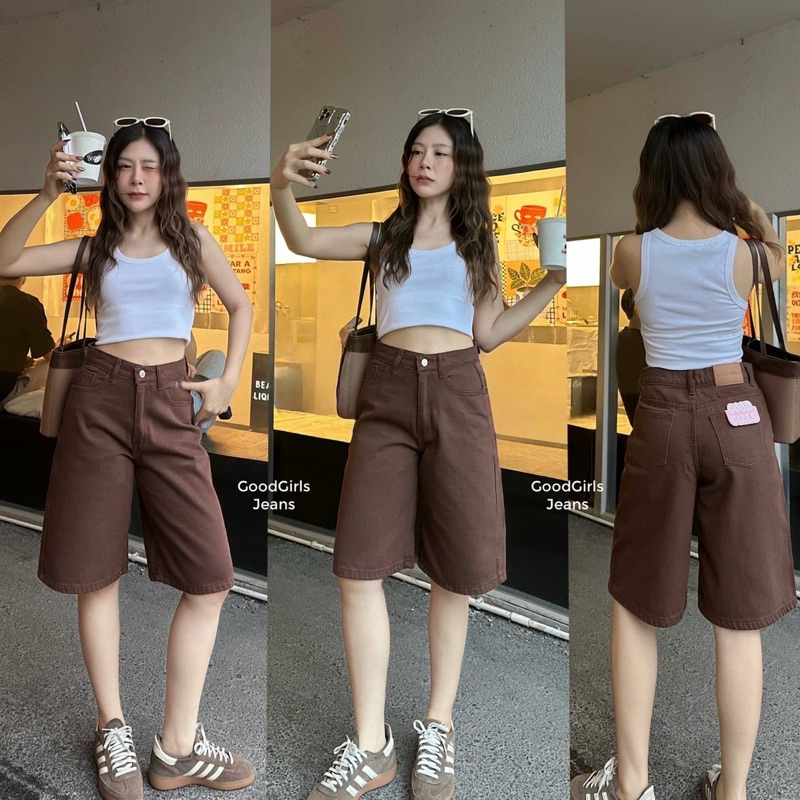 Olivine Shorts กางเกงยีนส์ขาสั้น 5 ส่วน ผ้าไม่ยืด ทรางสวย 🤎🤍💛 - รูปที่ 5