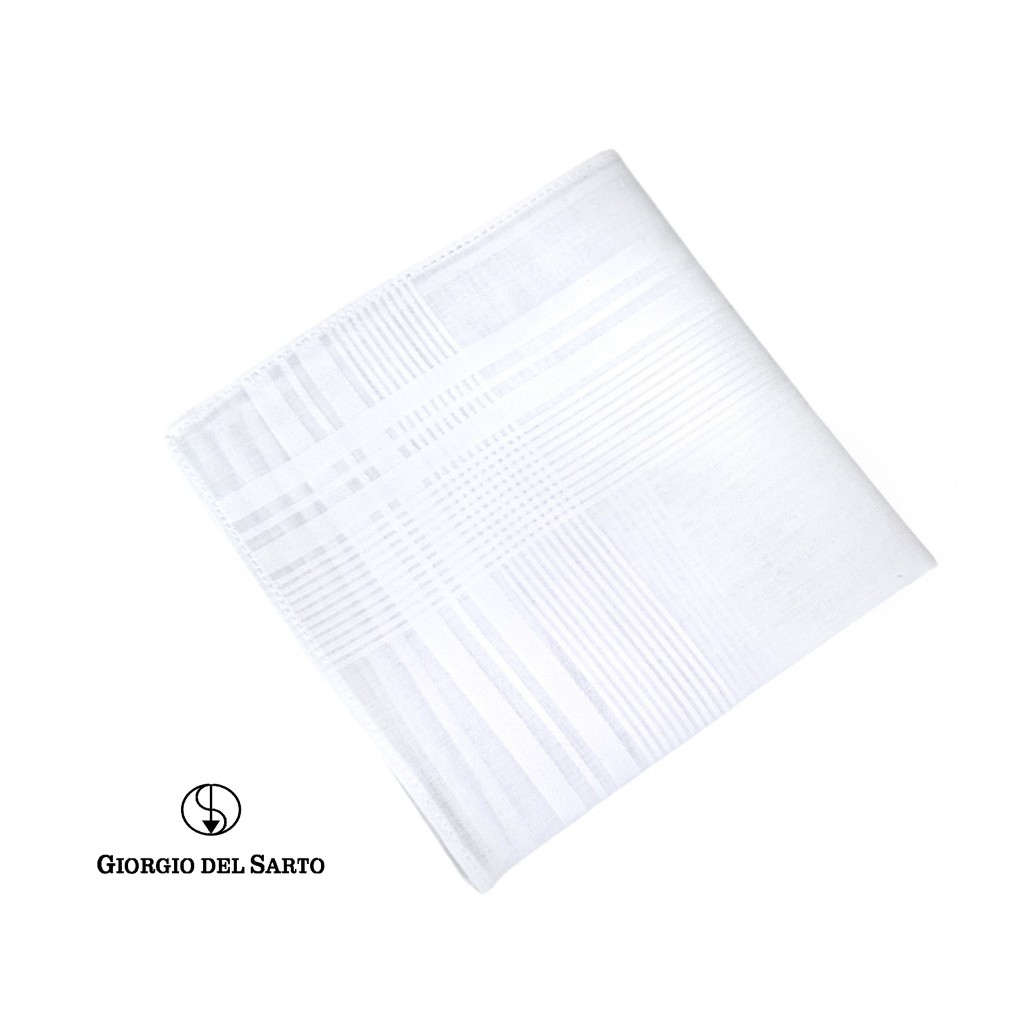 GIORGIO DEL SARTO Handkerchief White ผ้าเช็ดหน้าสีขาว 100% Cotton