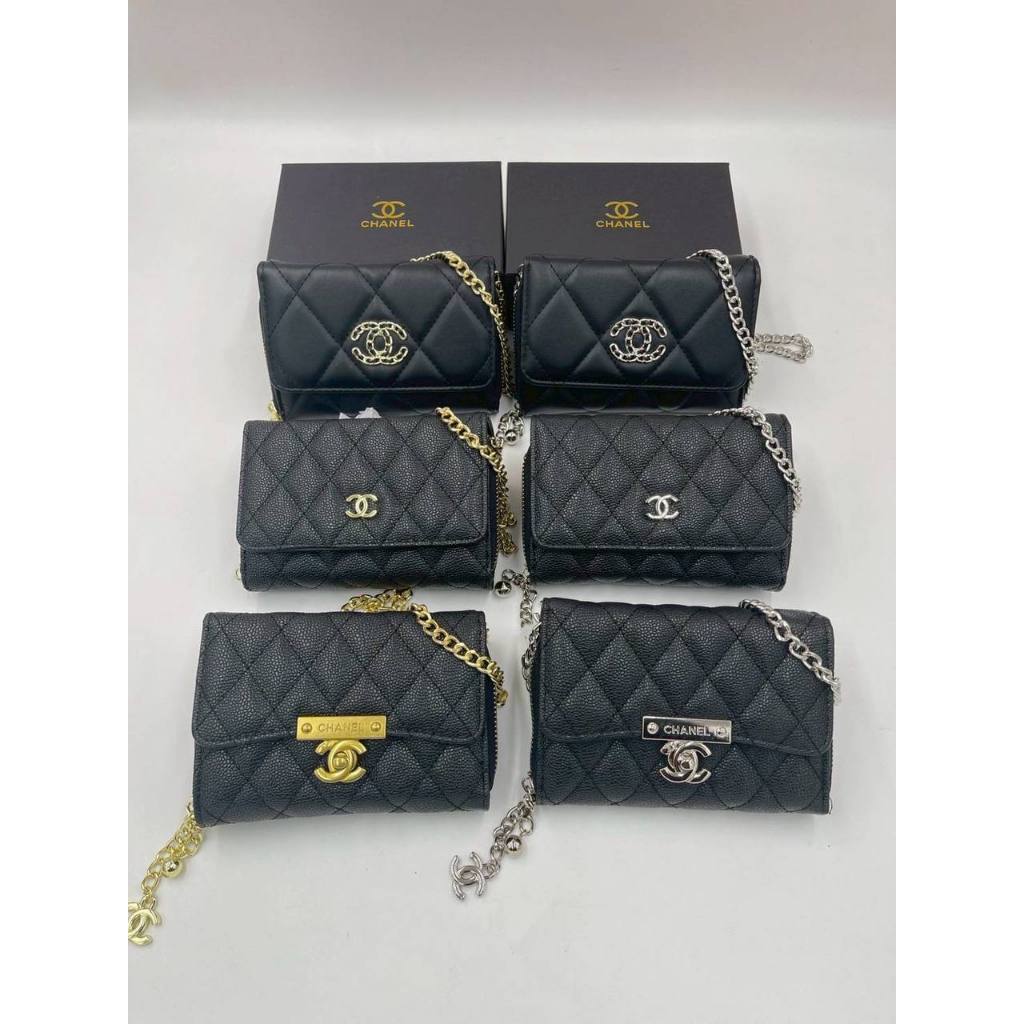 กระเป๋าสะพายข้าง ขนาด 8 นิ้วเป็นสายโซ่สะพายสามารถถอดออกได้มีช่องใส่บาตรช่องใส่แบงมีซิปใช้งานพร้อมกล่อง