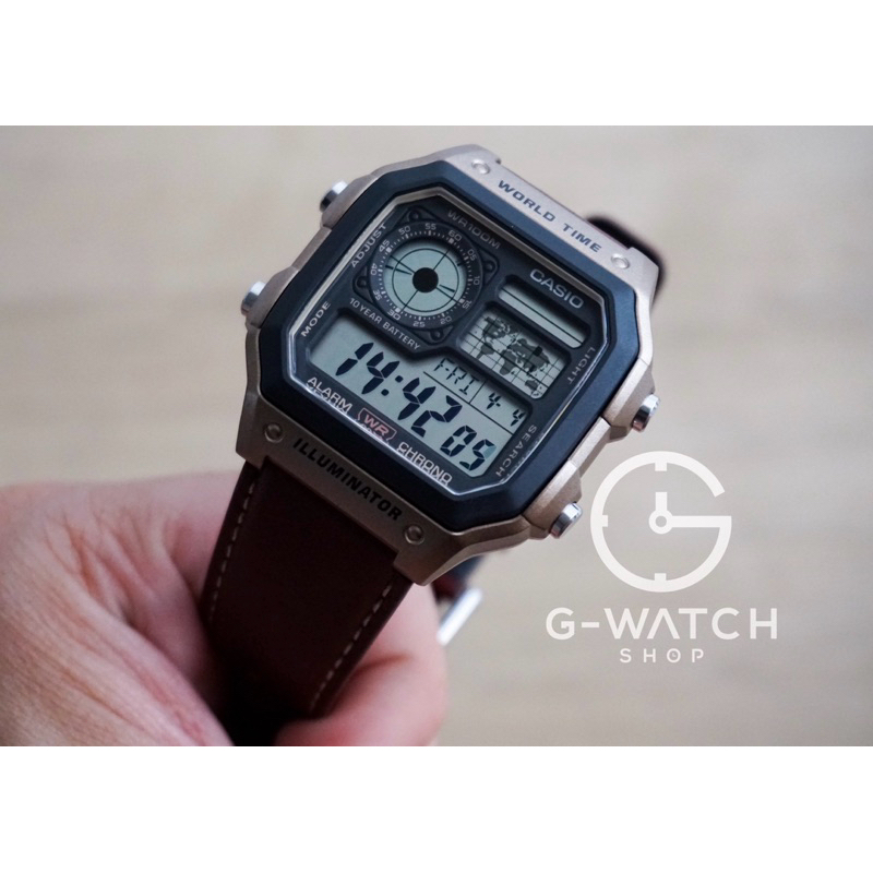 [มีสินค้าพร้อมจัดส่ง] CASIO Digital Leather Strap AE-1200WHL-5AV, AE-1200WHL-5A, AE-1200WHL-5, AE-1200WHL, AE-1200