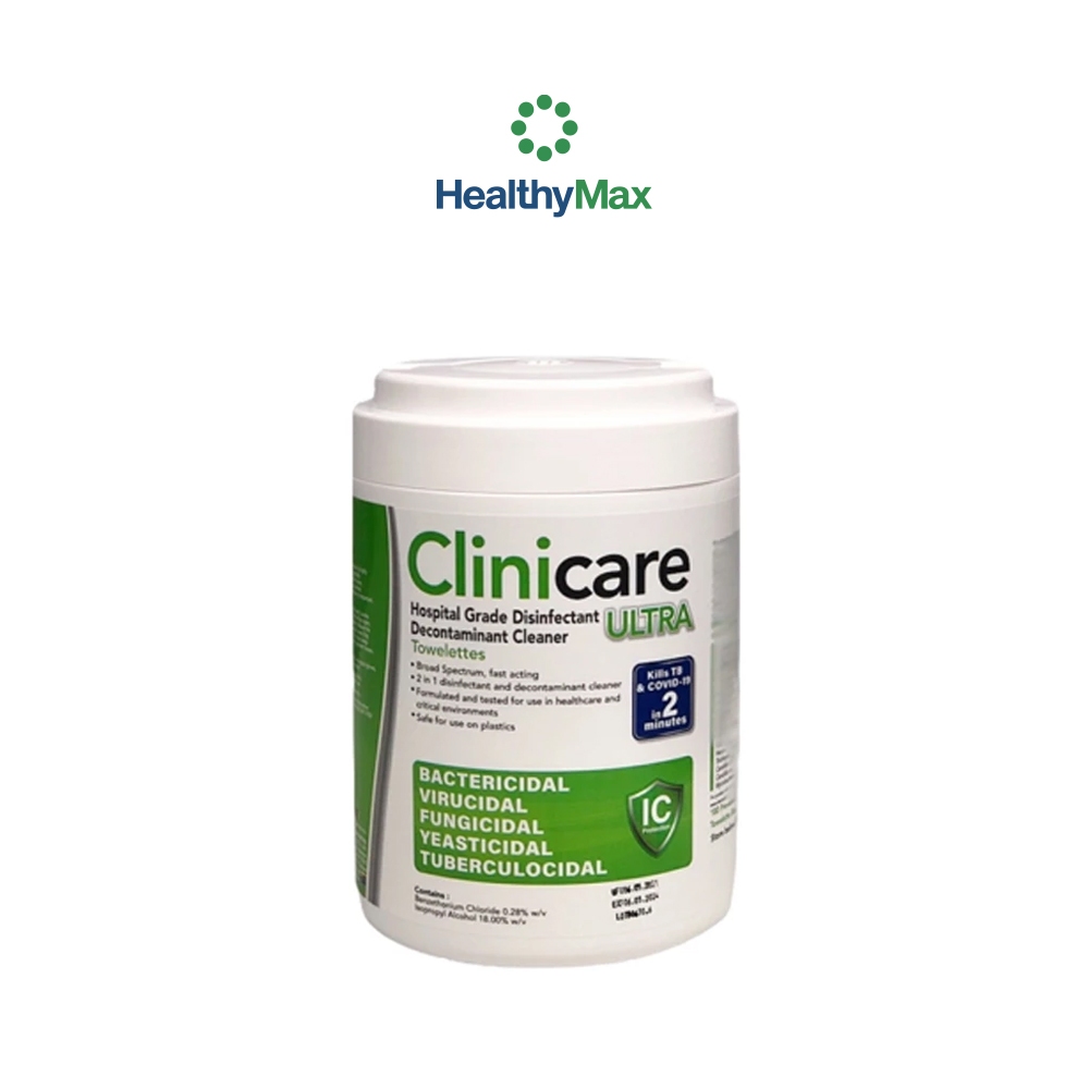Wipes Clinicare Ultra 180 แผ่น ต่อ 1 กระปุก ทิชชู่เปียก ฆ่าเชื้อ ทำความสะอาด