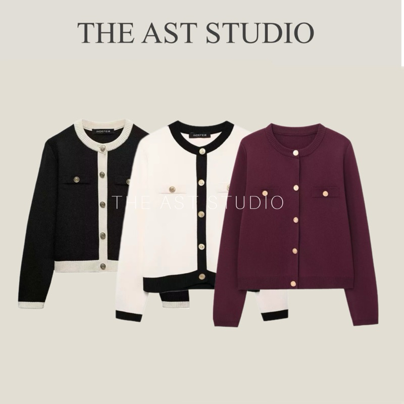 THE AST STUDIO : (พร้อมส่ง)Double cardigan - คาร์ดิแกนคอกลม