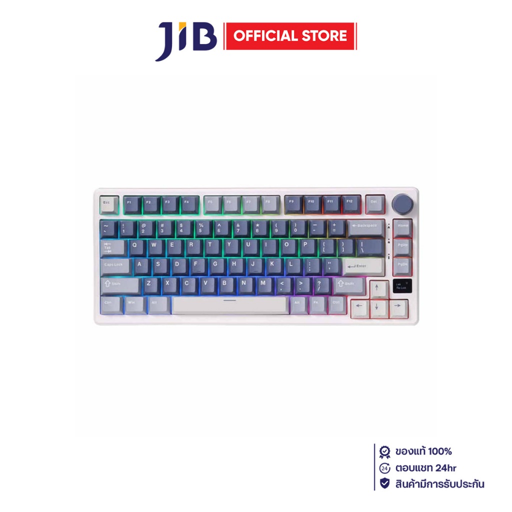 WIRELESS KEYBOARD (คีย์บอร์ดไร้สาย) ROYAL KLUDGE RKM75 SILVER SWITCH RGB EN/TH - OCEANBLUE