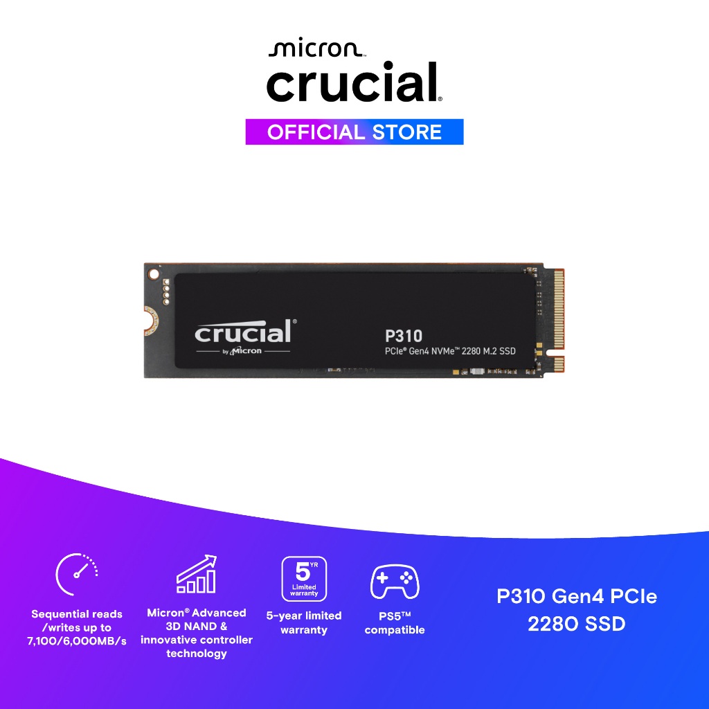Crucial P310 2TB PCIe Gen4 NVMe 2280 M.2 SSD