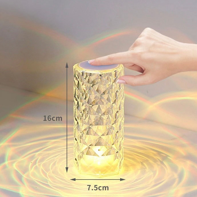โคมไฟคริสตัล โคมไฟตั้งโต๊ะ โคมไฟ LED ปรับไฟได้ 3 สี พร้อมสายชาร์จ โคมไฟคาเฟ่ โคมไฟหัวเตียง โคมคริสตัล - รูปที่ 6
