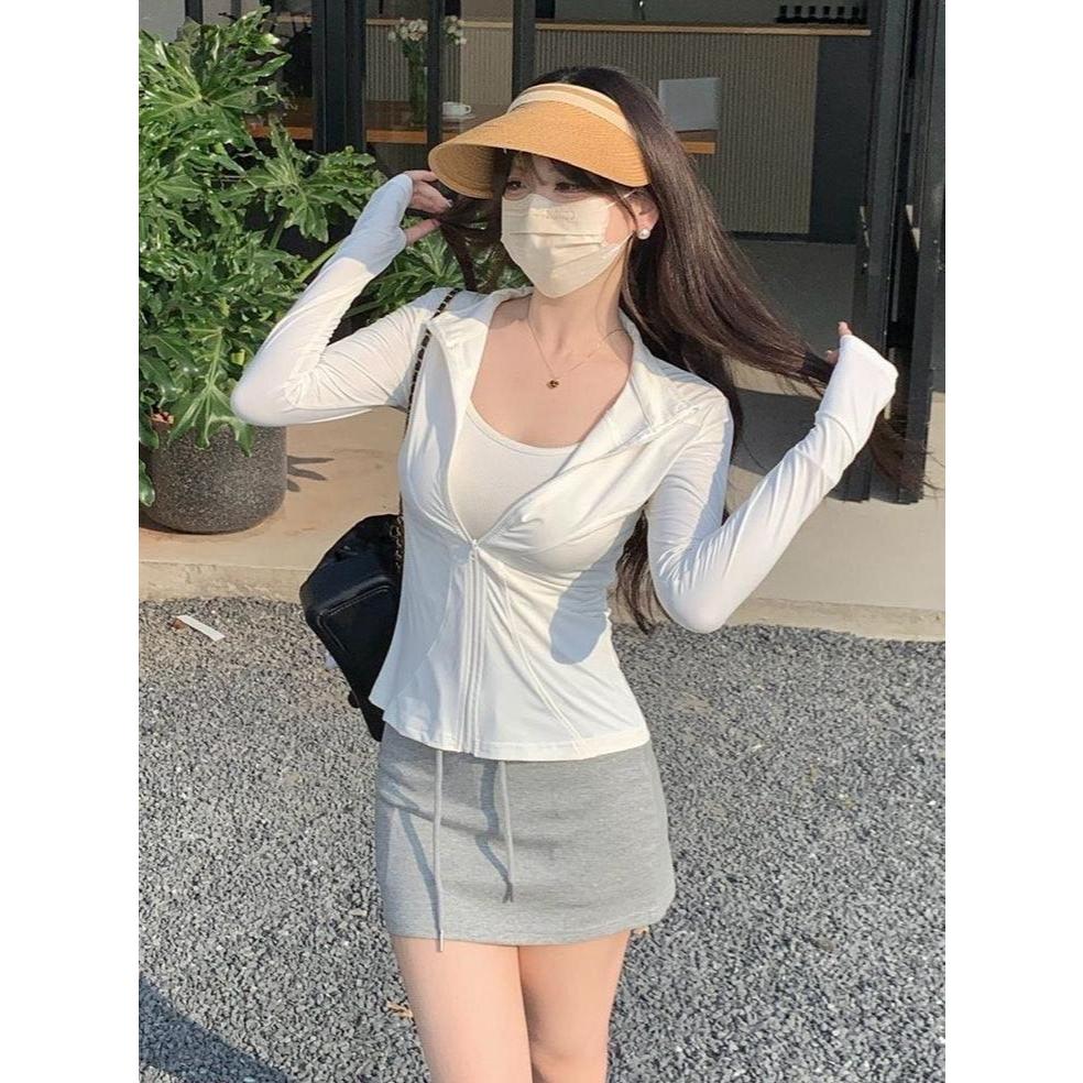 S-333🔥เสื้อคลุมกันแดดUV เนื้อผ้าใส่สบาย เสือคลุมมีฮู้ดไม่ร้อนไม่แสบผิว ระบายอากาศได้ดี เสื้อคลุมผ้าลื่น ออกกำลังกายกีฬา