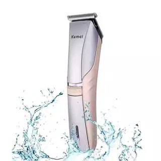 Kemei แบตเตอร์เลี่ยนตัดผมไร้สายล้างน้ำได้ ใบมีดไททาเนี่ยม​ ตัดคม​ เสียงเงียบ​ พร้อม​หวี​รอง​ตัด​ 4​ ​ขนาด​ อุปกรณ์​ครบชุ