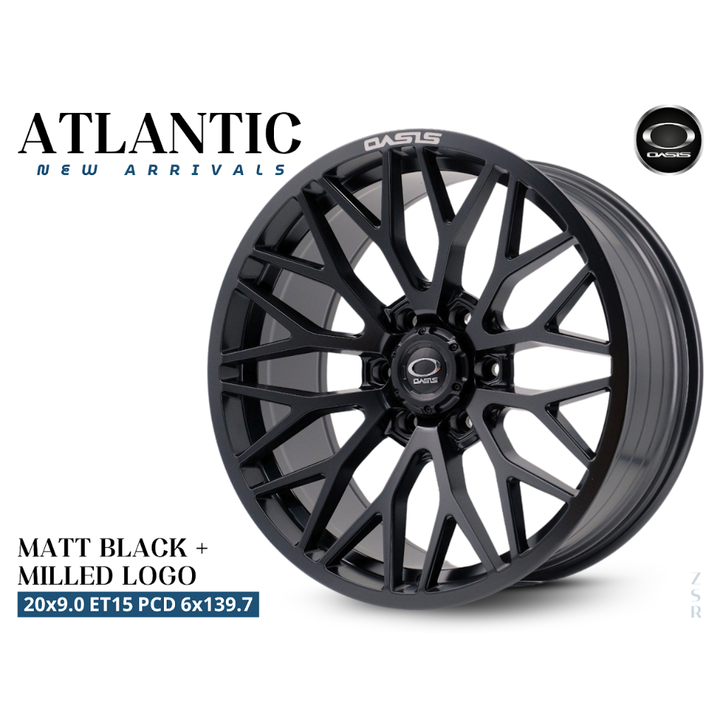 ล้อแม็ก OASIS ATLANTIC ขอบ 20 นิ้ว สีดำด้าน (Matt Black) พร้อมโลโก้กัด CNC ราคาต่อวง