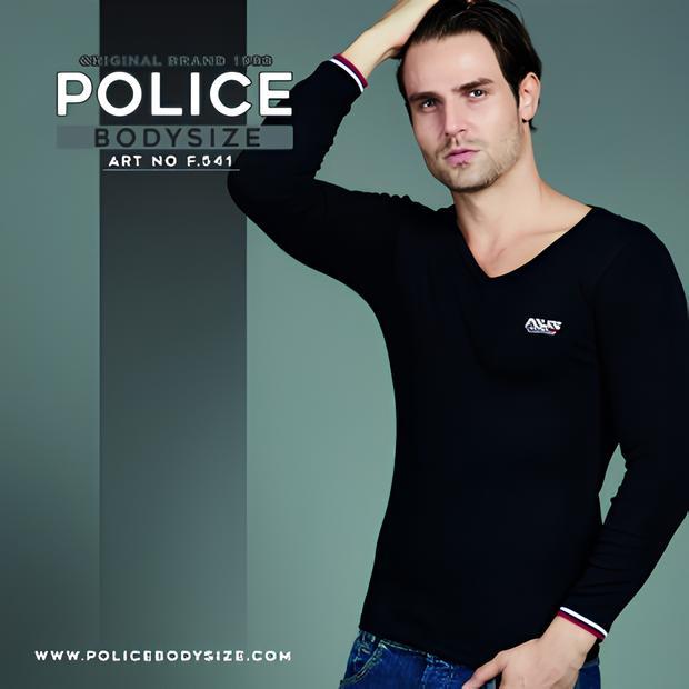 Police Bodysize เสื้อแขนยาว คอวี ทรง Slim fit พอดีตัว ใส่ได้ทั้งผู้ชาย/ผู้หญิง (F541) – โปรปัง