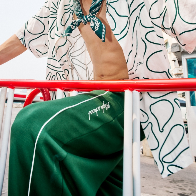 Highschool - BTB36480 กางเกงขายาวดีเทลกุ๊นคอลเล็คชั่นซัมเมอร์ Highschool Collection Summer Pant piping emb