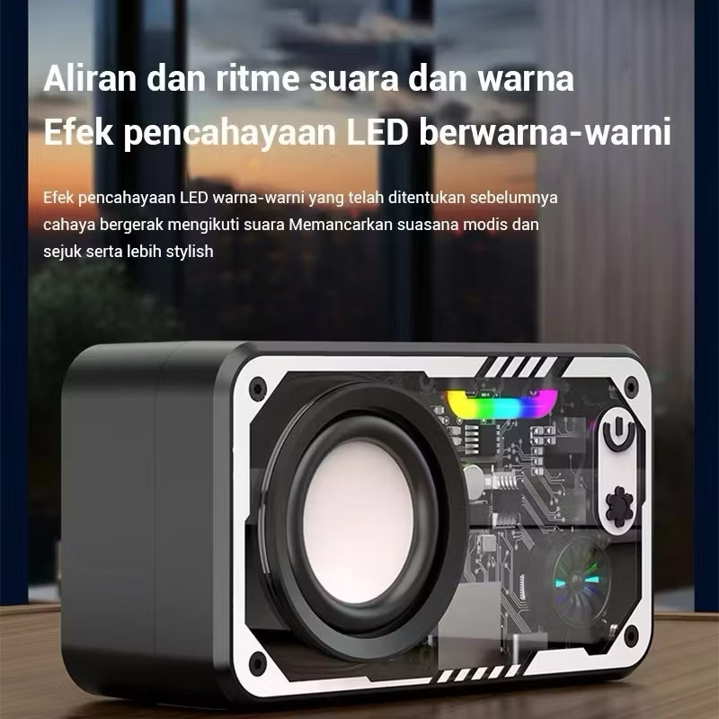 V1ลําโพงไร้สาย V5.3 ลําโพงทรงพลัง ไฟ LED ลําโพงขนาดเล็กกลางแจ้งแบบพกพารองรับ TF