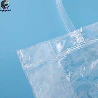 กระเป๋าถือ PVC แบบพลาสติกใส สำหรับทำเป็น ถุงของขวัญ ถุงสังฆทาน มีปุ่ม ใส กันน้ำ