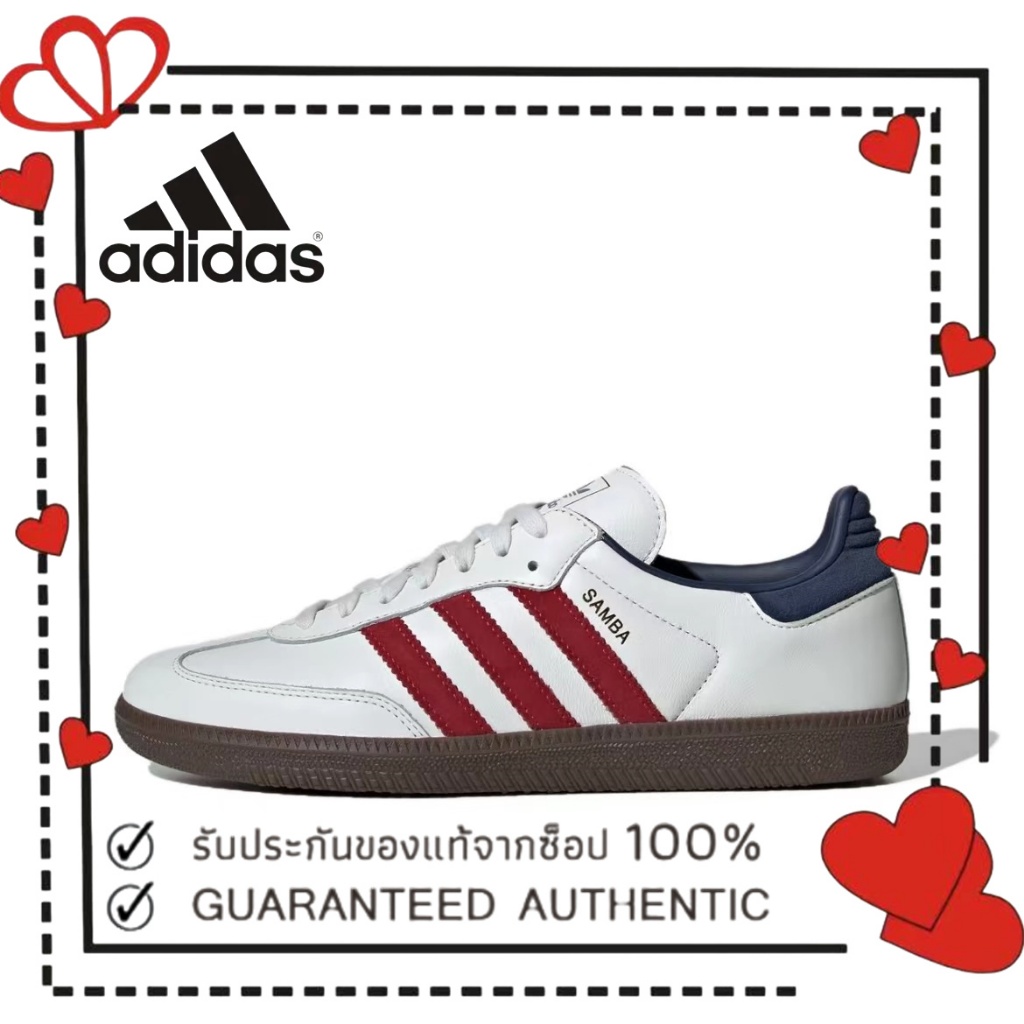 （ของแท้ 100 %）adidas originals samba OG IH4881 สีขาว/แดง 2025