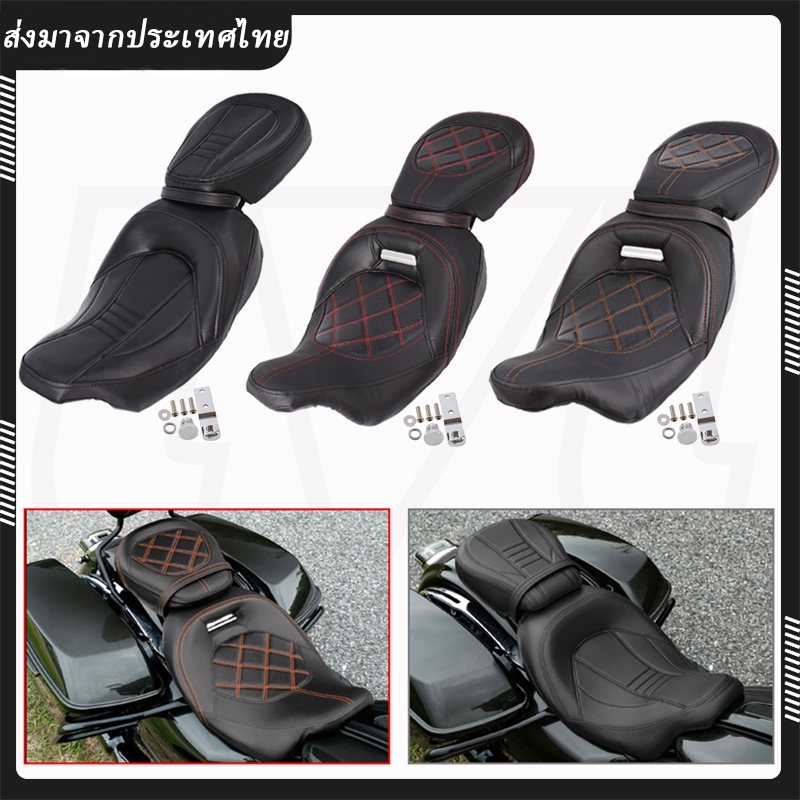 ที่นั่งผู้โดยสาร ด้านหน้า และด้านหลัง สีแดง สําหรับรถจักรยานยนต์ Harley Touring CVO Road Street Glide Road King 2009-202