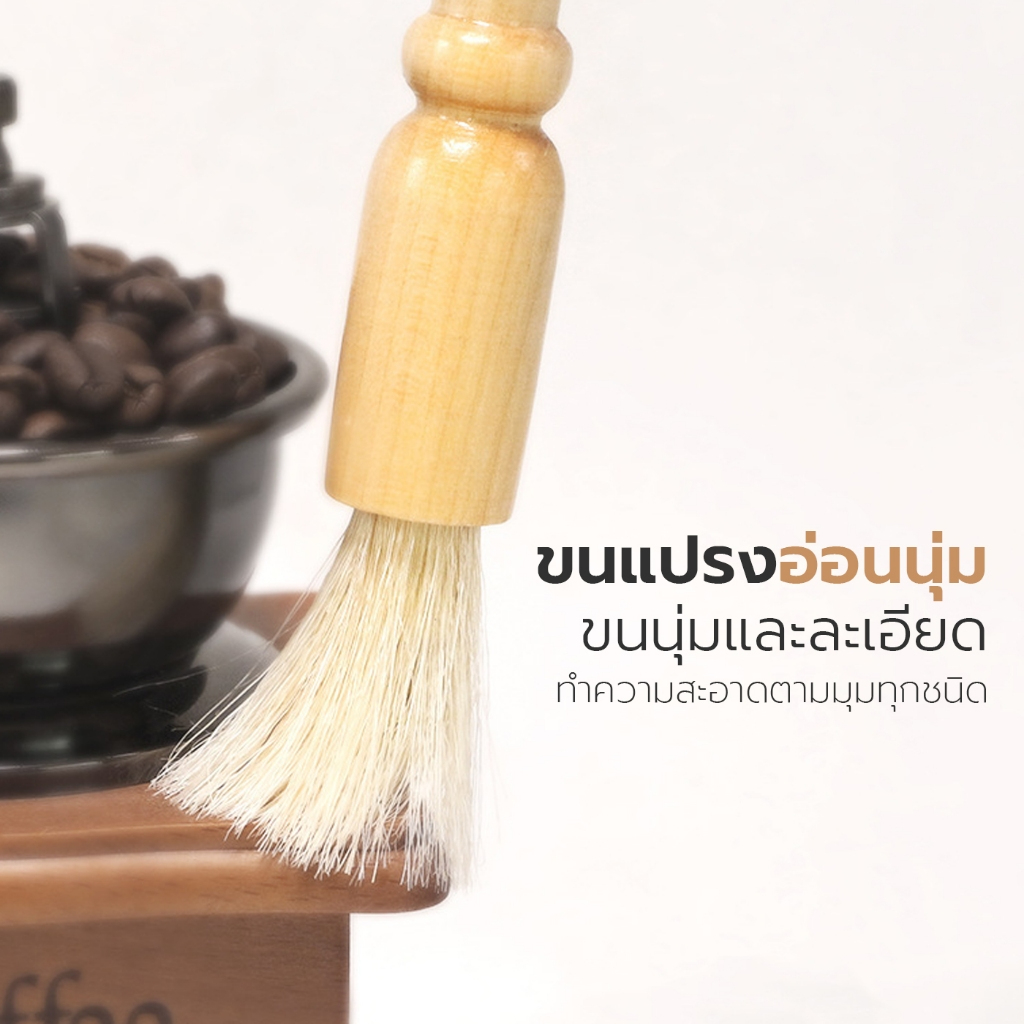แปรงปัดกาแฟ แปรงปัดผงกาแฟ Coffee Brush แปรงไม้ ขนแปรงนุ่มละเอียด ทำความสะอาดได้ลึก Alechaung coffee - รูปที่ 2