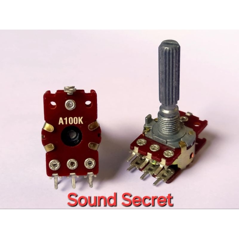 1 pcs Volume Alpha 100ka 2 ชั้น 8 ขา มีแท็ป Loudness ด้านบน แกนยาว 30 มม อะไหล่วินเทจ